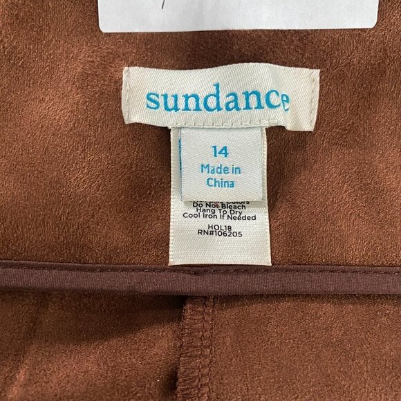 Sundance Catalog Pants Leggings Size 14‎ Faux Suede Ankle Zip Brown PT-1913 - Picture 8 of 9